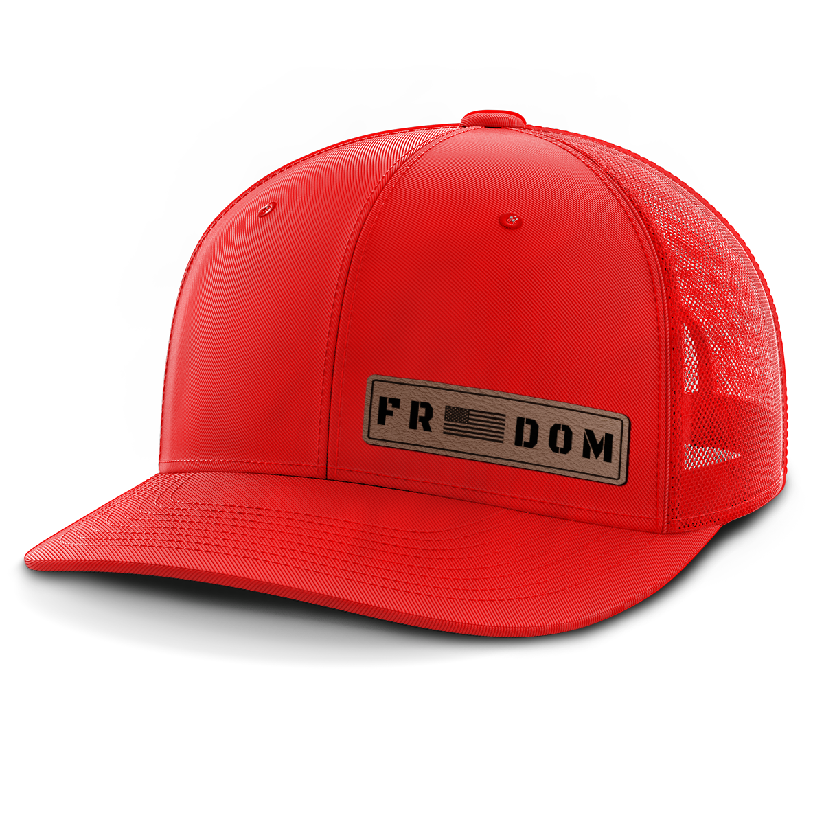 Freedom (left), Leather Patch Trucker Hat