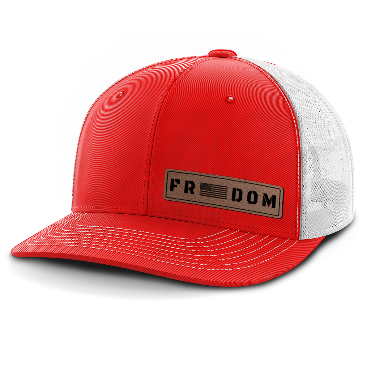 Freedom (left), Leather Patch Trucker Hat