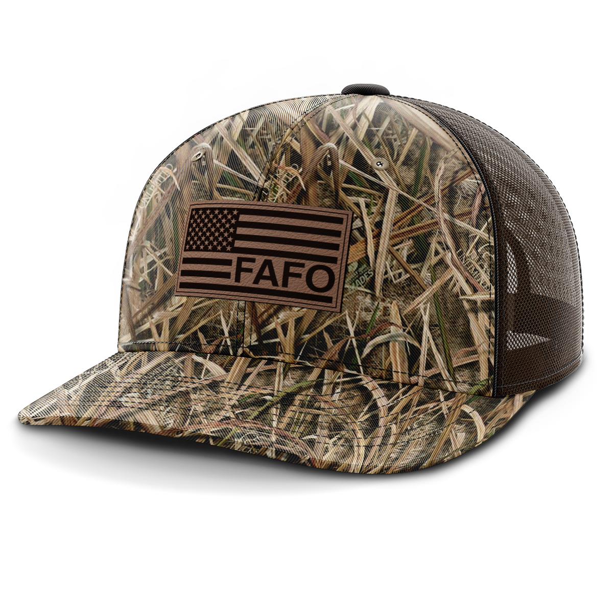 F Around and Find Out, FAFO Flag Hat, Leather Patch Trucker Hat